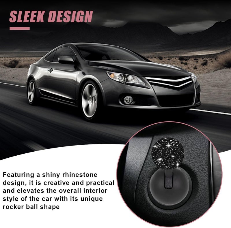 LHDOS Car Push Start Button Cover, Rhinestone Engine Start Stop Button Joystick Covers, One-Button Push to Start Rocker Cover, Car Interior Decoration Accessories for Cars, Computers, and More (Black) - Image 4